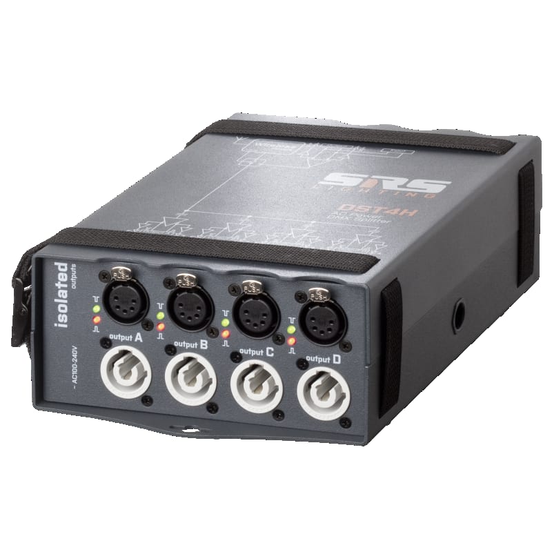 SRS DST4H-3; 4 channel DMX / AC splitter, 3-pin & Powercon