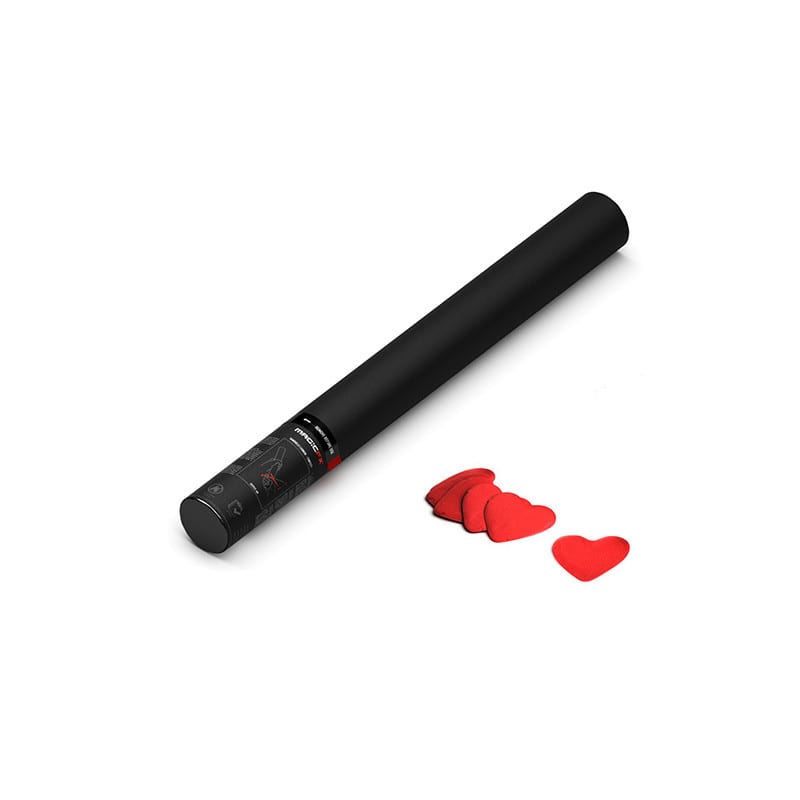 Handheld paper confetti cannon, 50 cm, red hearts
