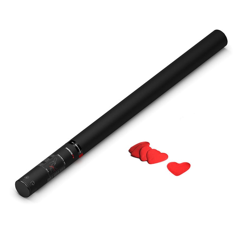 Handheld paper confetti cannon, 80 cm, red hearts