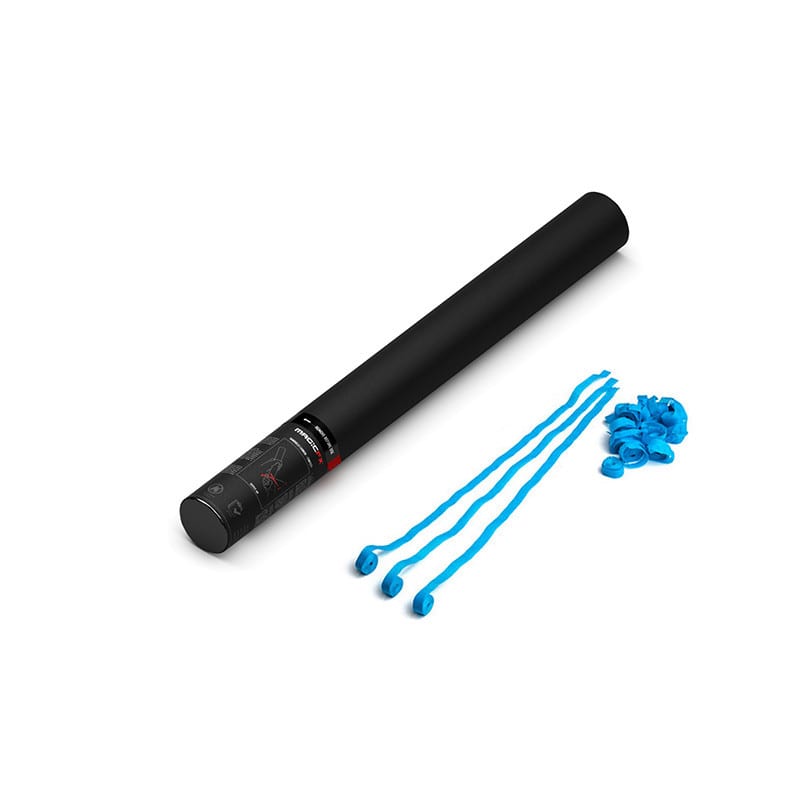 Handheld paper streamer cannon, 50 cm, light blue