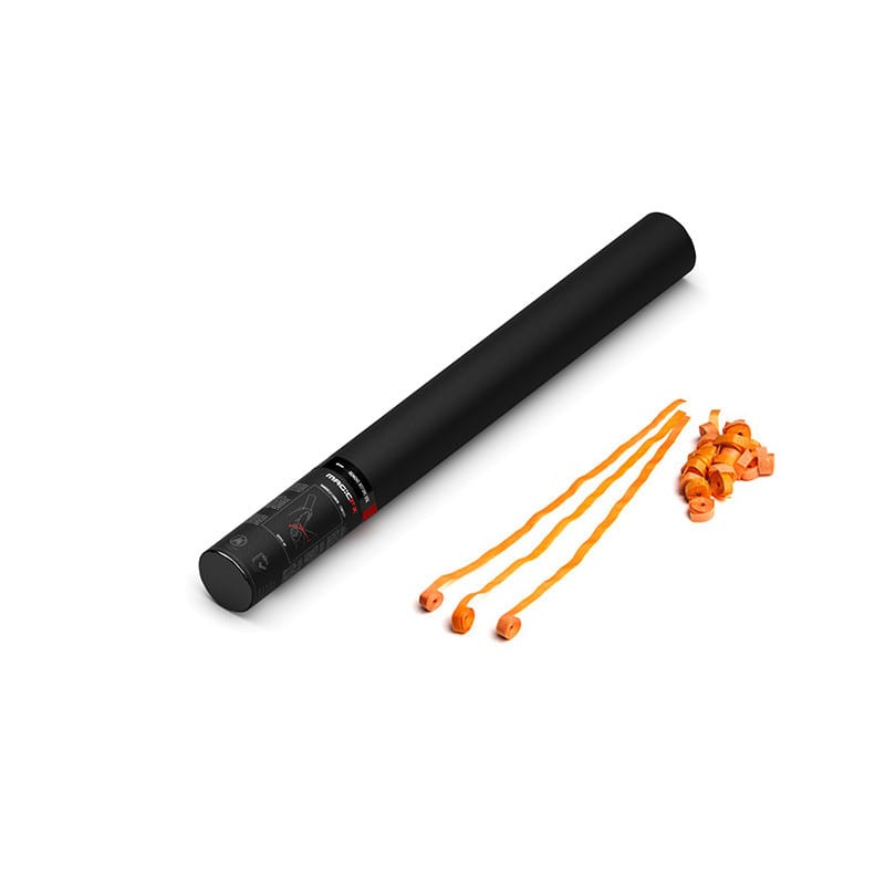 Handheld paper streamer cannon, 50 cm, orange