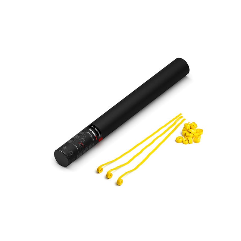Handheld paper streamer cannon, 50 cm, yellow