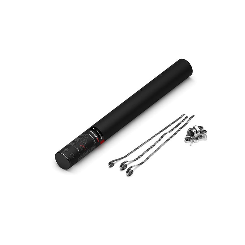 Handheld metallic streamer cannon, 50 cm, silver