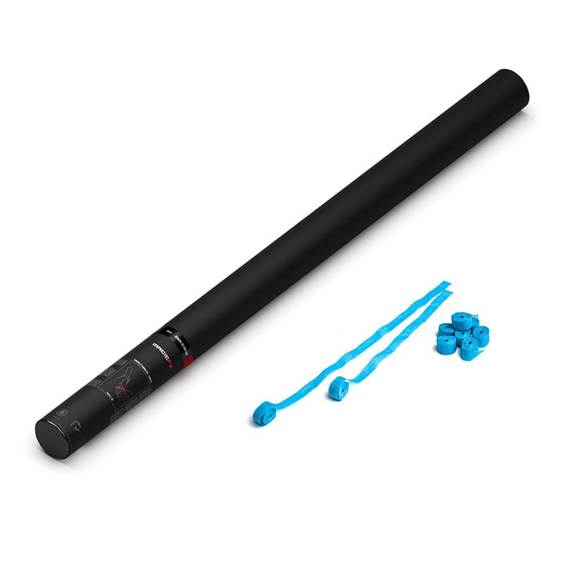 Handheld paper streamer cannon, 80 cm, light blue