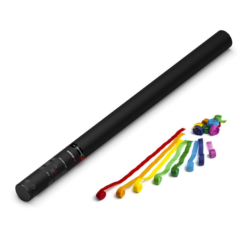 Handheld paper streamer cannon, 80 cm, multicolour