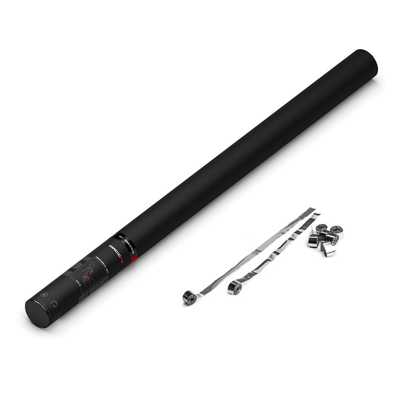 Handheld metallic streamer cannon, 80 cm, silver