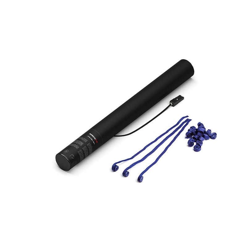 Electric paper streamer cannon, 50 cm, dark blue