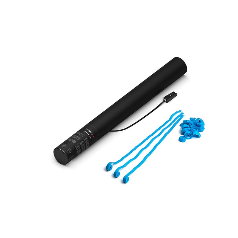 Electric paper streamer cannon, 50 cm, light blue