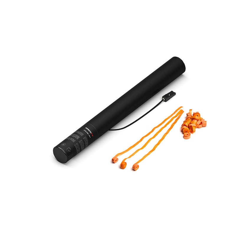 Electric paper streamer cannon, 50 cm, orange