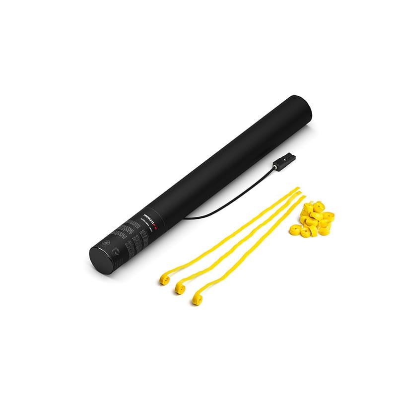 Electric paper streamer cannon, 50 cm, yellow