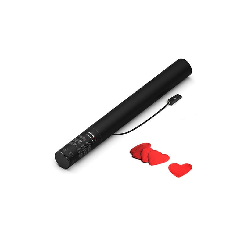 Electric paper confetti cannon, 50 cm, red hearts