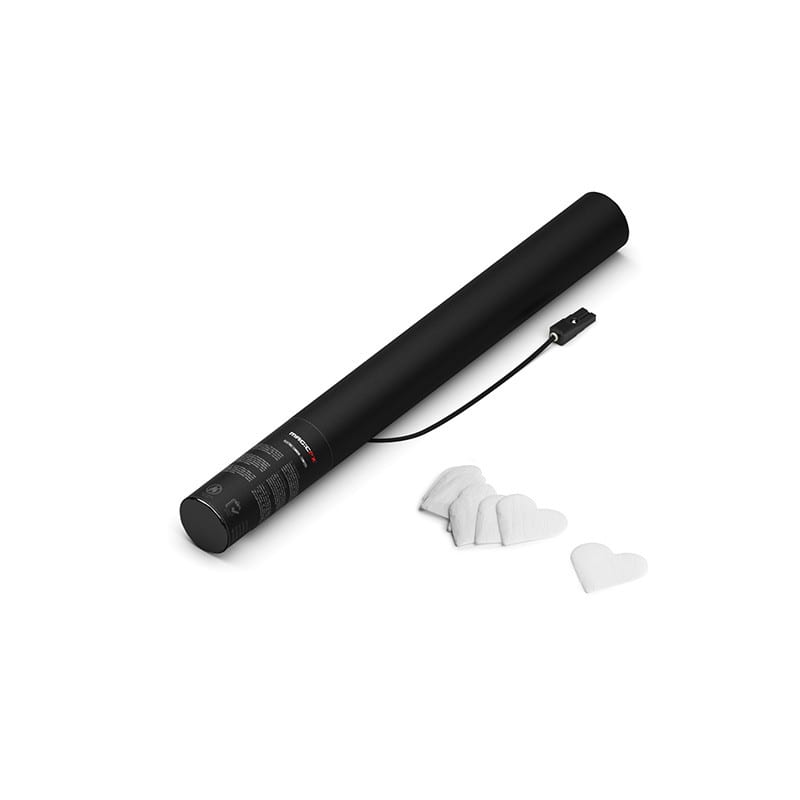 Electric paper confetti cannon, 50 cm, white hearts