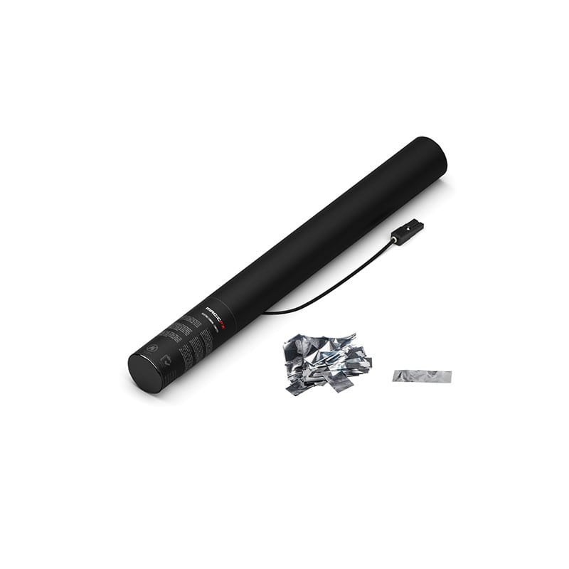 Electric metallic confetti cannon, 50 cm, silver