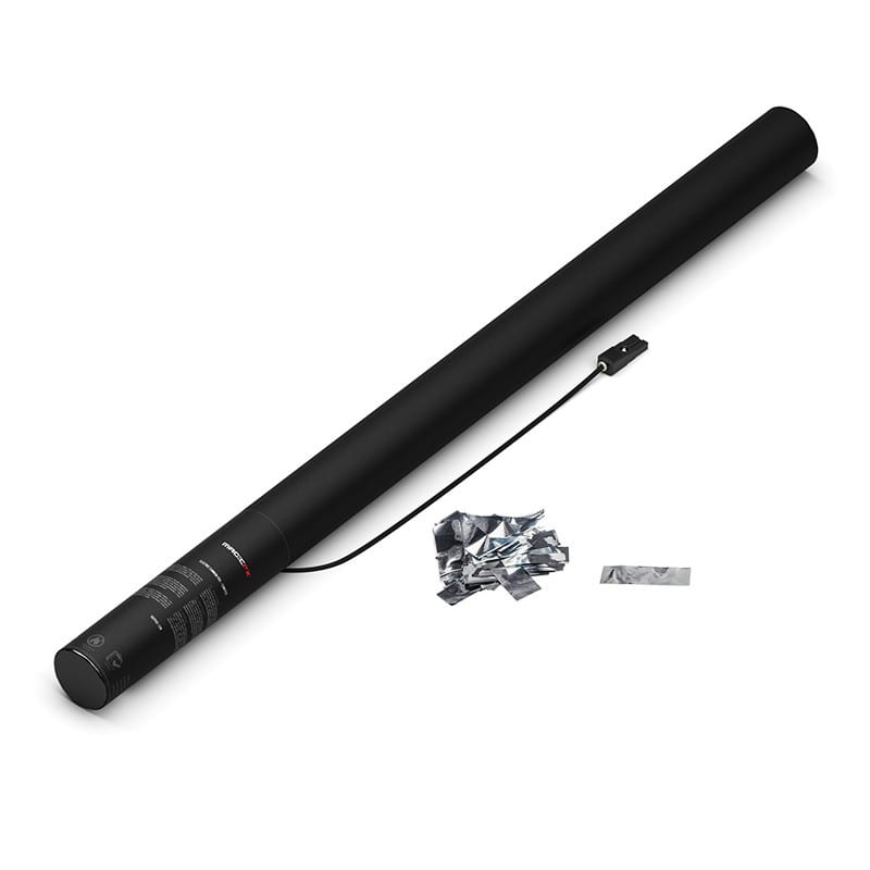 Electric metallic confetti cannon, 80 cm, silver