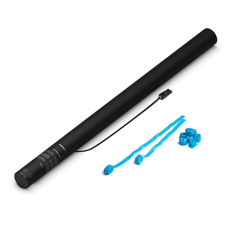 Electric paper streamer cannon, 80 cm, light blue
