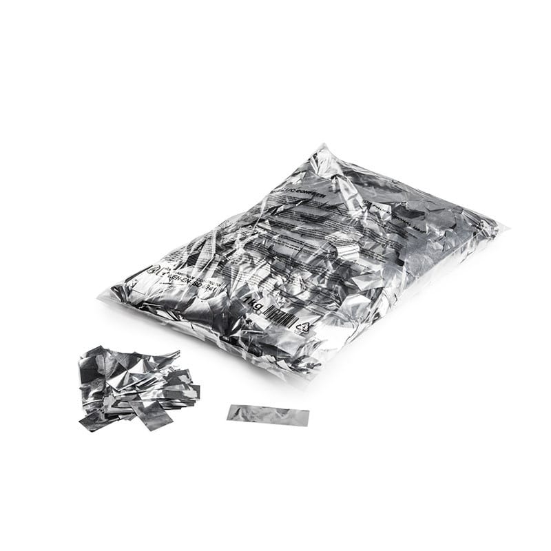 Slowfall metallic confetti rectangles 55 x 17 mm, silver, 1 kg