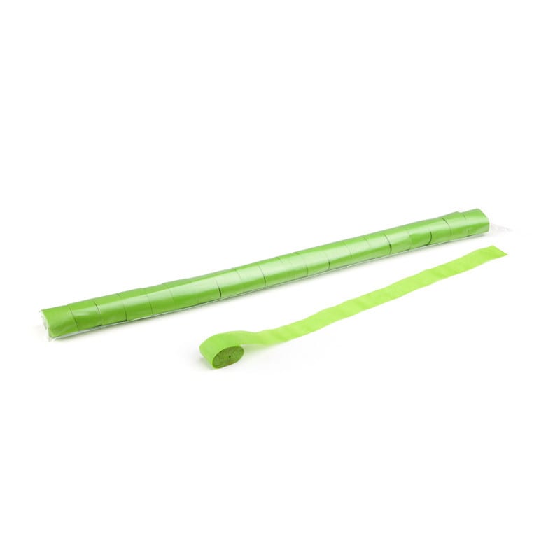 Paper streamers 10 m x 2.5 cm, light green