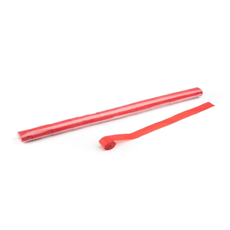 Paper streamers 10 m x 2.5 cm, red
