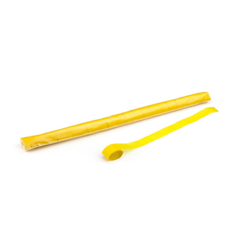 Paper streamers 10 m x 2.5 cm, yellow