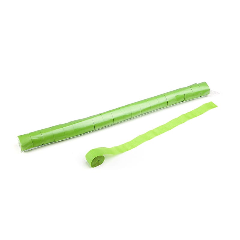 Paper streamers 20 m x 2.5 cm, light green