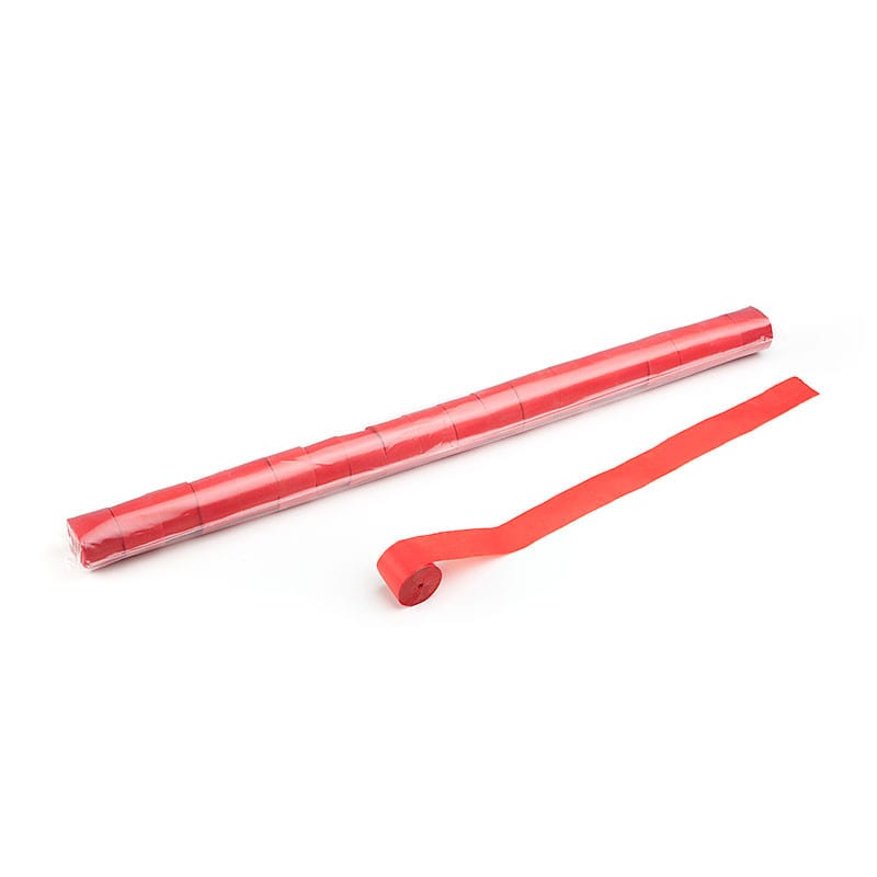 Paper streamers 20 m x 2.5 cm, red
