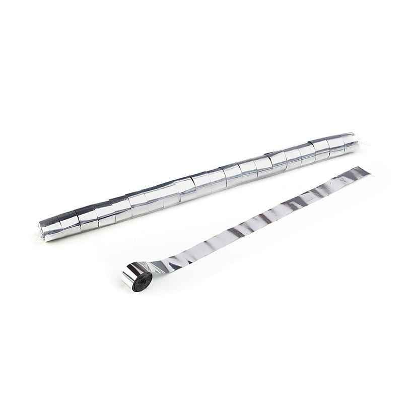 Metallic streamers 20 m x 2.5 cm, silver
