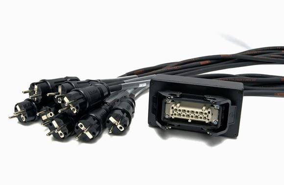 Harting break-in spin, 1,5 m (8 x schuko male -> Harting)