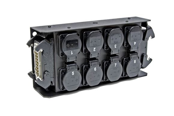 Harting break-out box (Harting in & out -> 8 x schuko female)