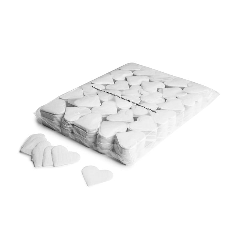 Slowfall paper confetti hearts ∅ 55 mm, white, 1 kg