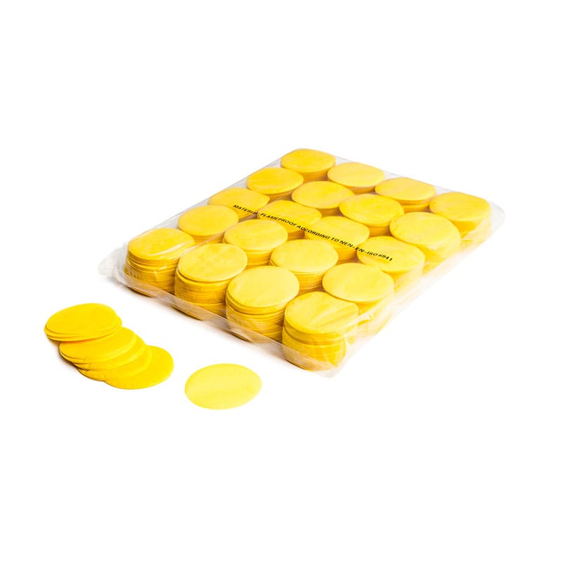 Slowfall paper confetti rounds ∅ 55 mm, yellow, 1 kg