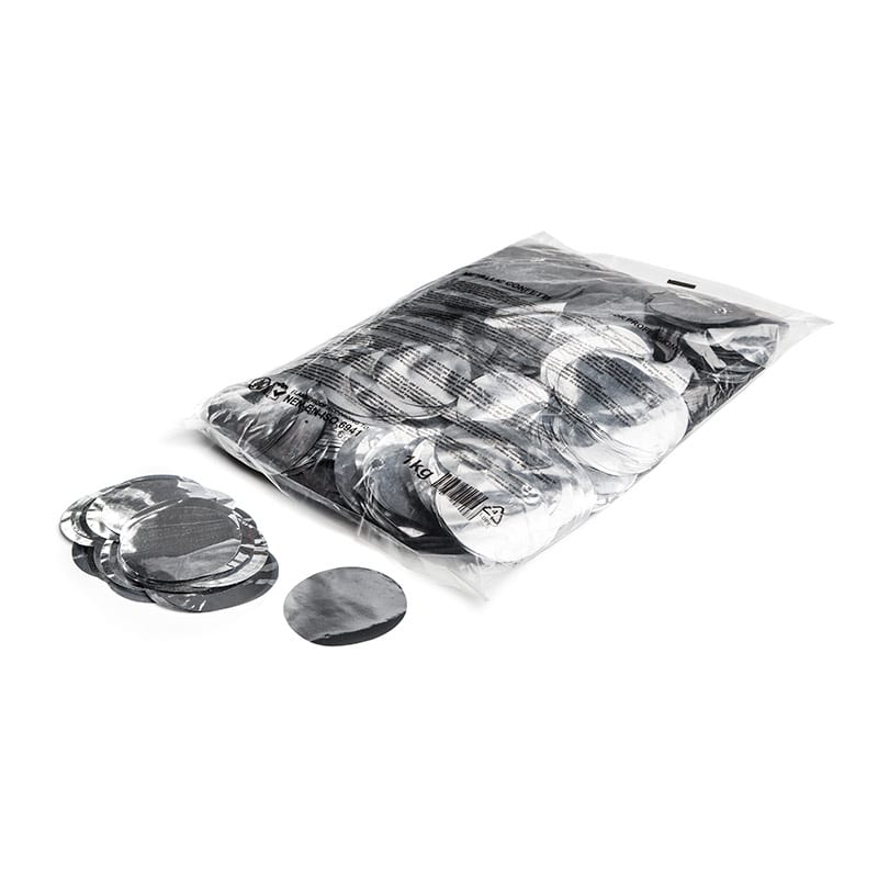 Slowfall metallic confetti rounds ∅ 55 mm, silver, 1 kg