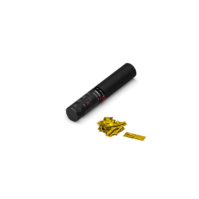 Handheld metallic confetti cannon, 28 cm, gold