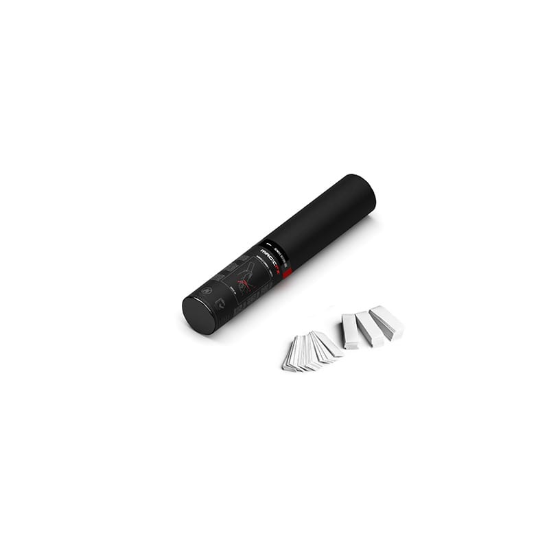 Handheld paper confetti cannon, 28 cm, white