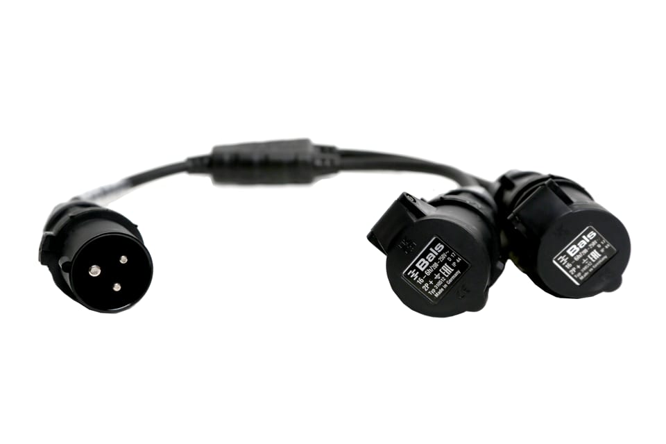 CEE 16A mono cable, 2-way Y split