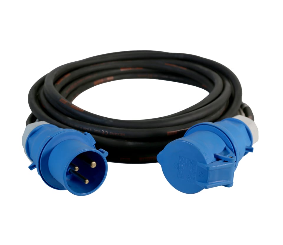 CEE 32A mono mains power extension cable, 5 m