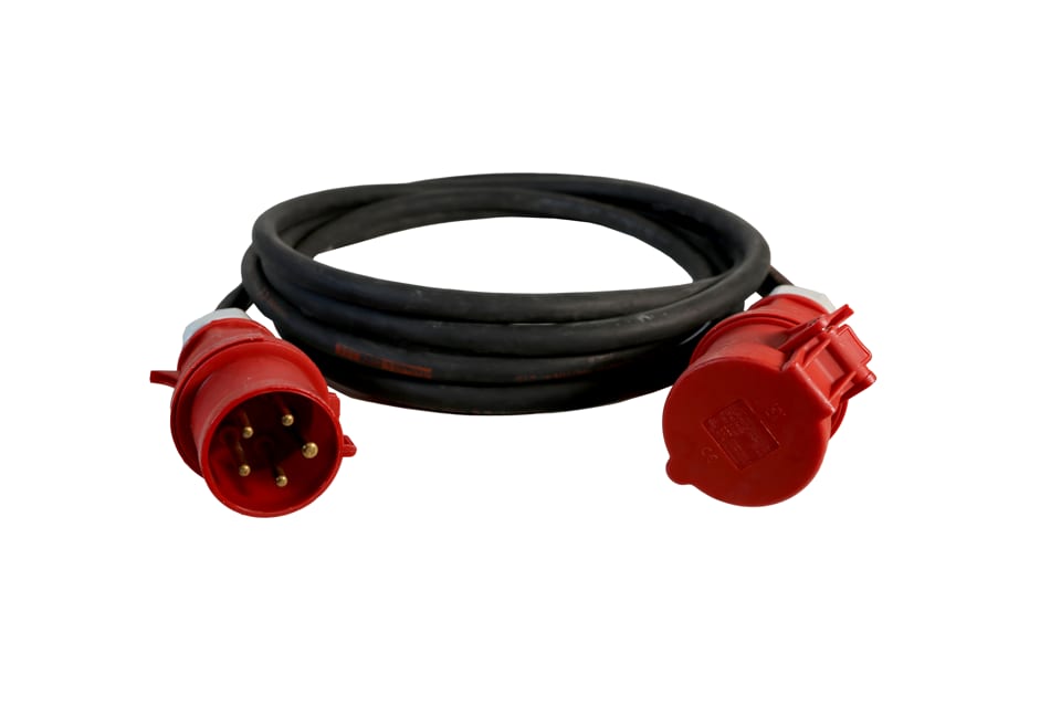 CEE 32A tri mains power extension cable, 5 m