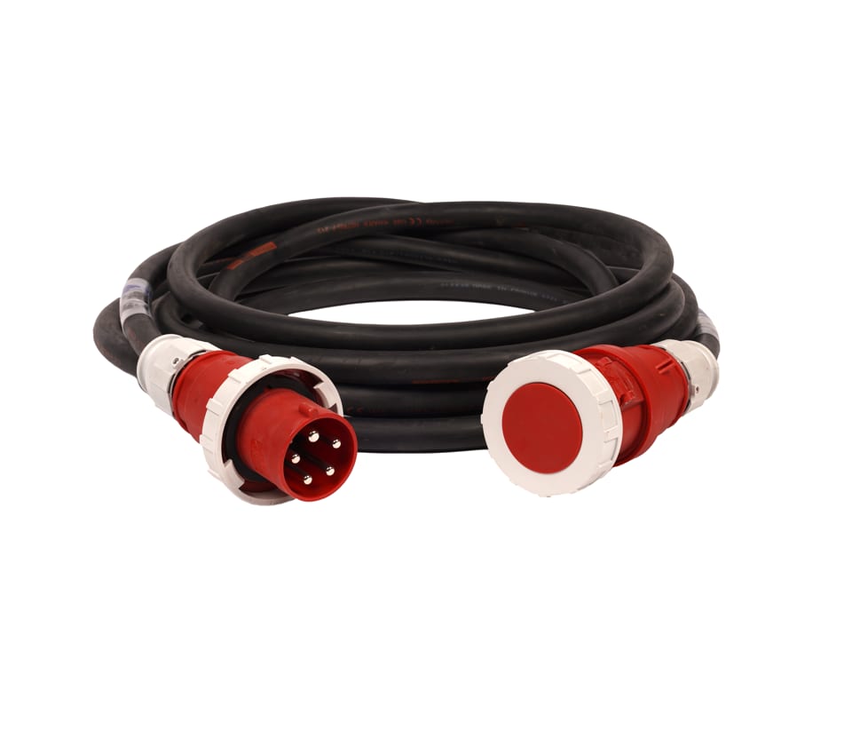 CEE 63A tri mains power extension cable, 20 m