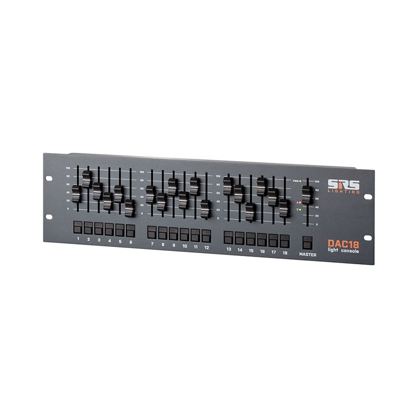 SRS DAC18, 18 channel DMX controller, incl flight case