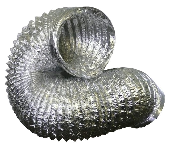 Set of 3 x Hyred Low smoke flexible aluminium ducting, 150 mm, 5 m, silver