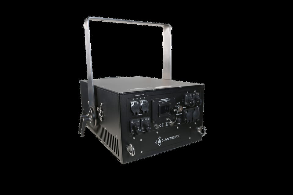 30W RGB laser with FB4 & EMS8000 scan set, incl. E-stop, powercon true1 mains cable & clamps