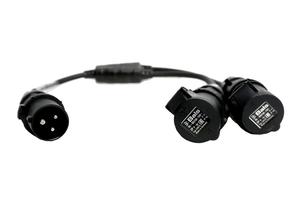 CEE 16A mono cable, 3-way H split