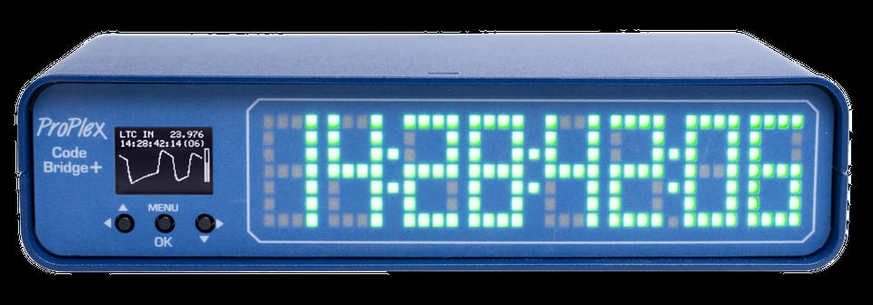 ProPlex CodeBridge Plus LTC-MIDI over Ethernet, with clock