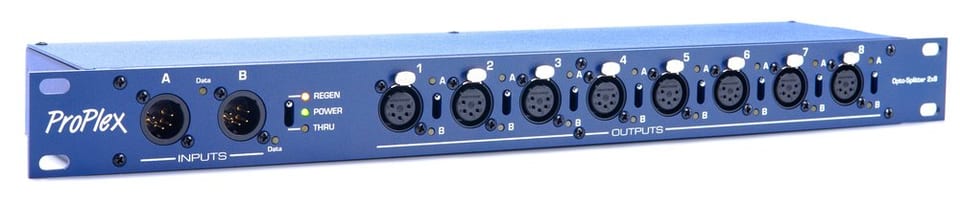 ProPlex DMX splitter 2 in / 8 out, 8x 3-pin